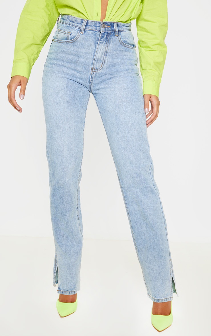 Light Wash Split Hem Jeans