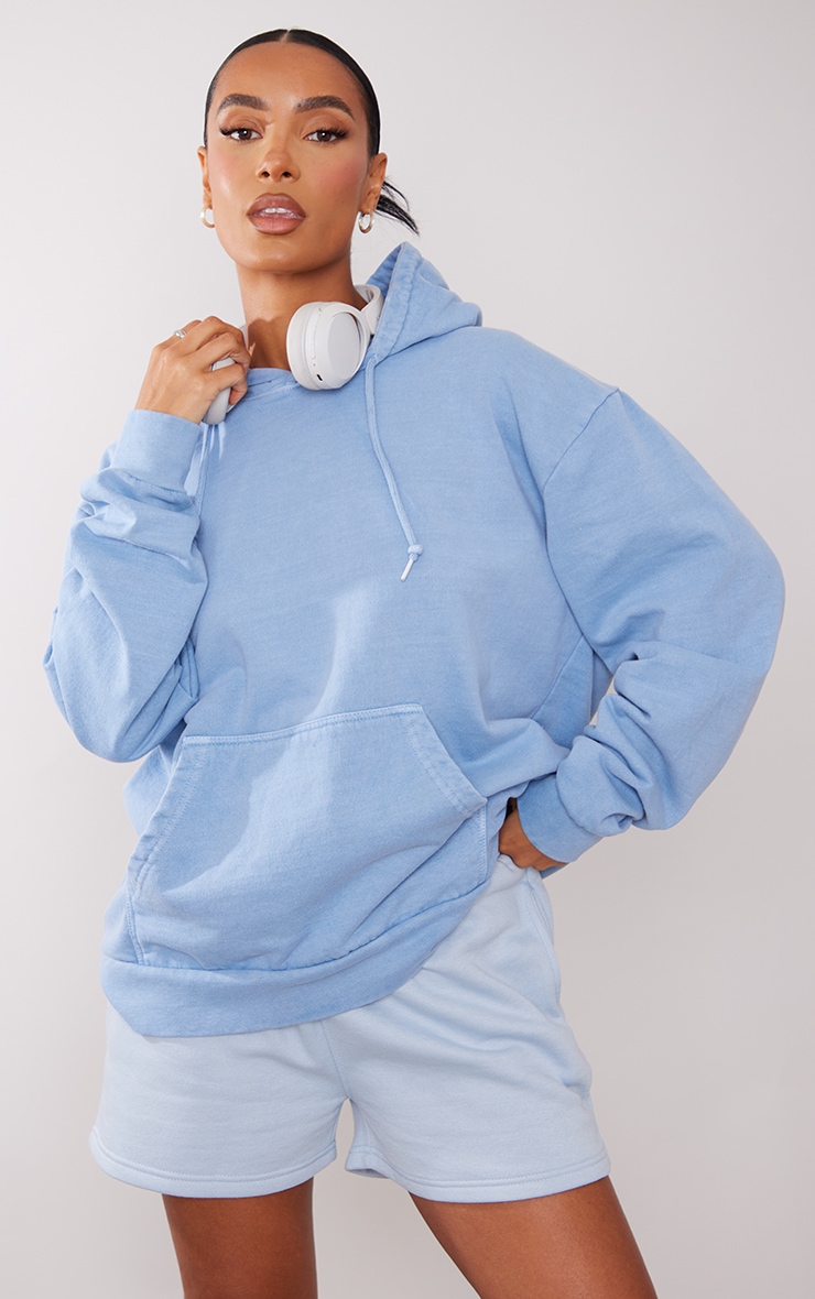 Dusty Blue Pretty Little Sporty Back Puff Hoodie