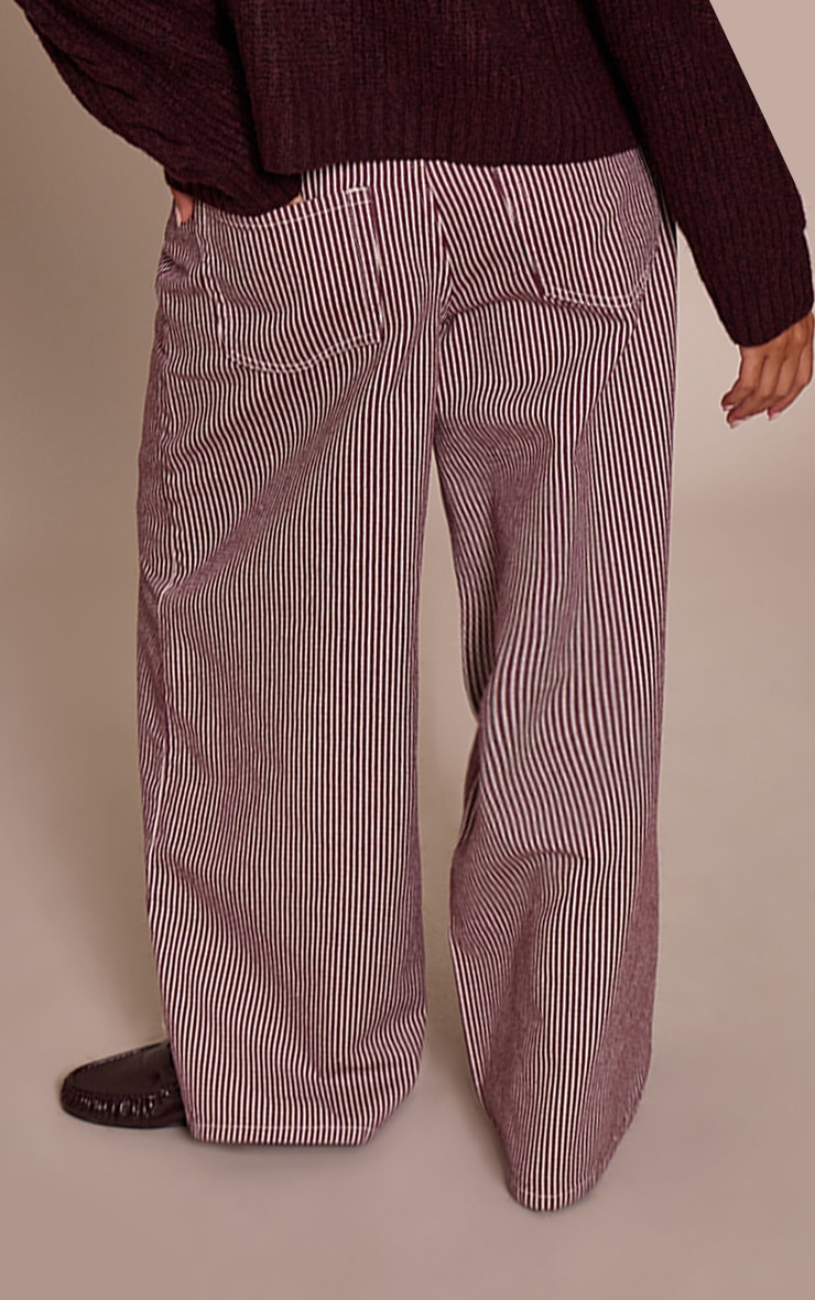 Burgundy Pinstripe High Waist Denim Jeans image 3