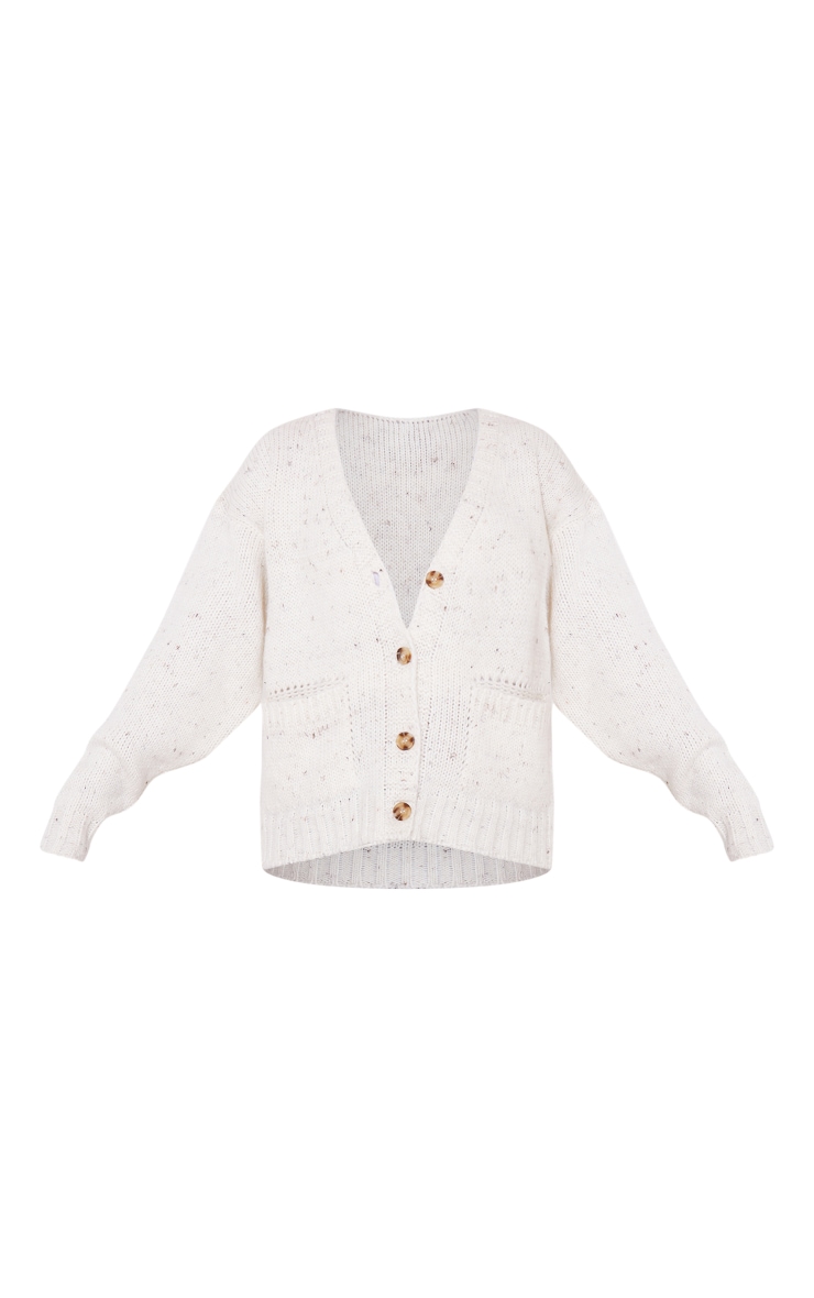 Cream Chunky Pocket Detail Oversized Knitted Cardigan image 5