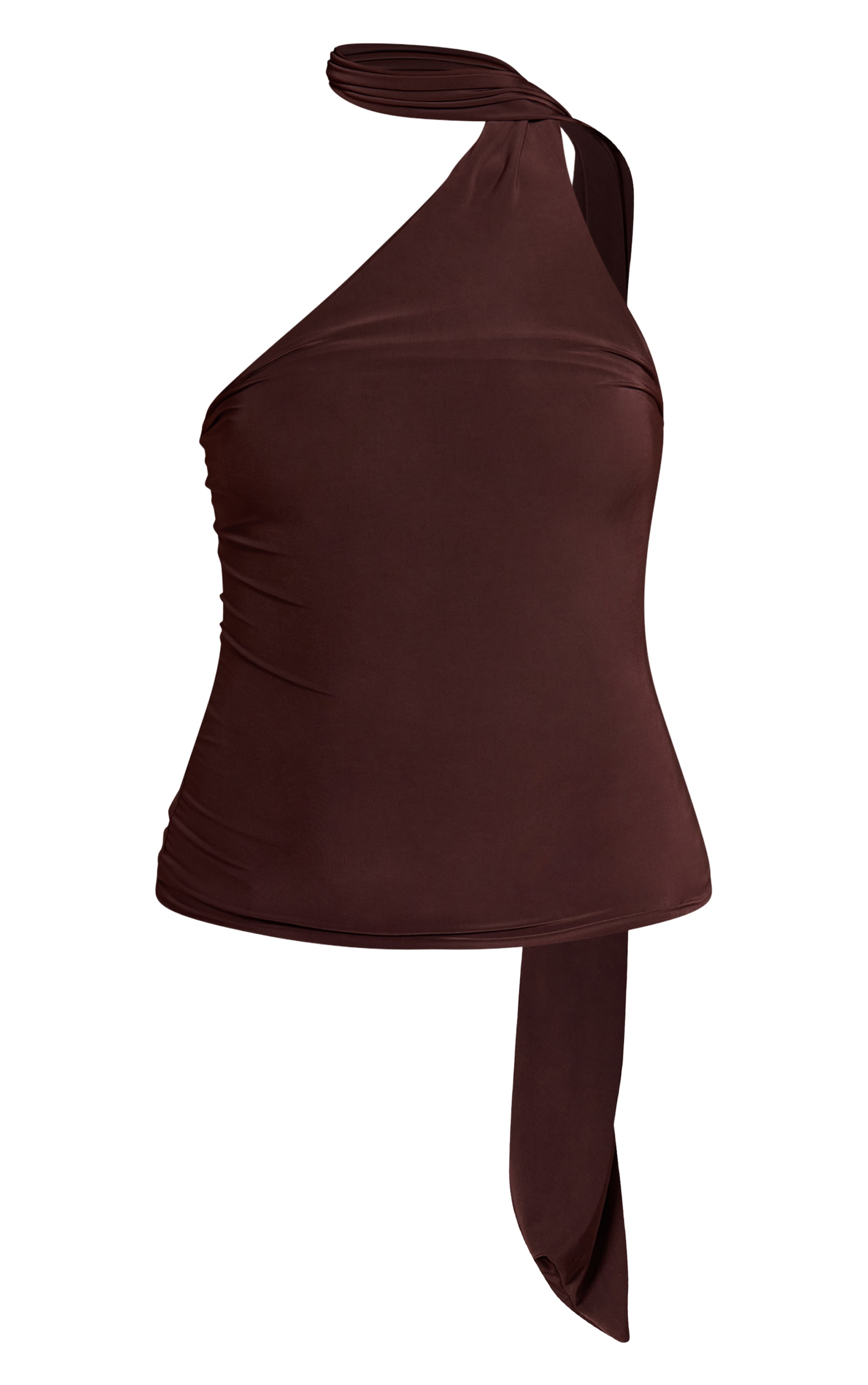 Tall Chocolate Double Layer Scarf Detail Long Top image 5