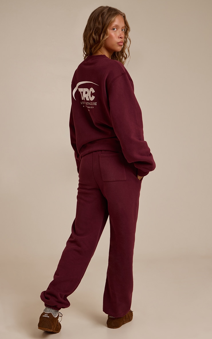 Burgundy Run Club Cotton Fleece Cuffed Sweatpants image 3