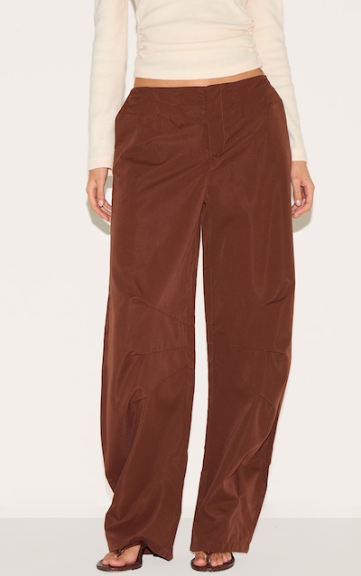 Chocolate Woven Tailored Cocoon Leg Pants