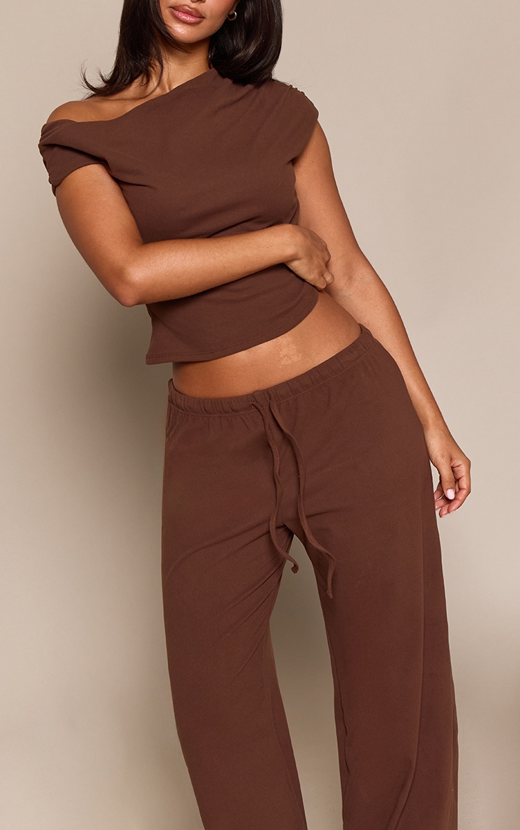Petite Chocolate Super Soft Wide Leg Drawstring Trousers  image 4
