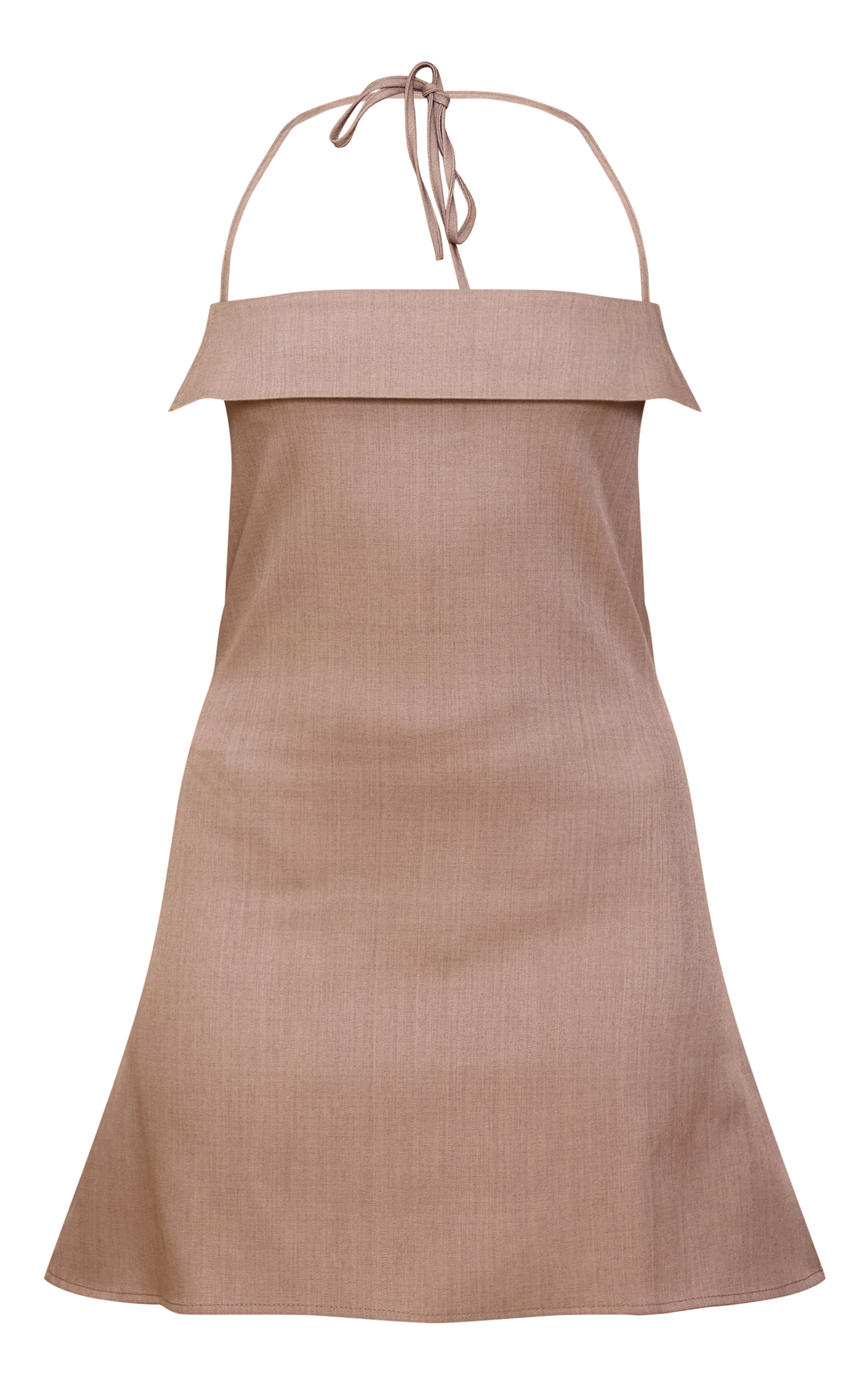 Taupe Woven Spaghetti Halter Neck Shift Dress image 5