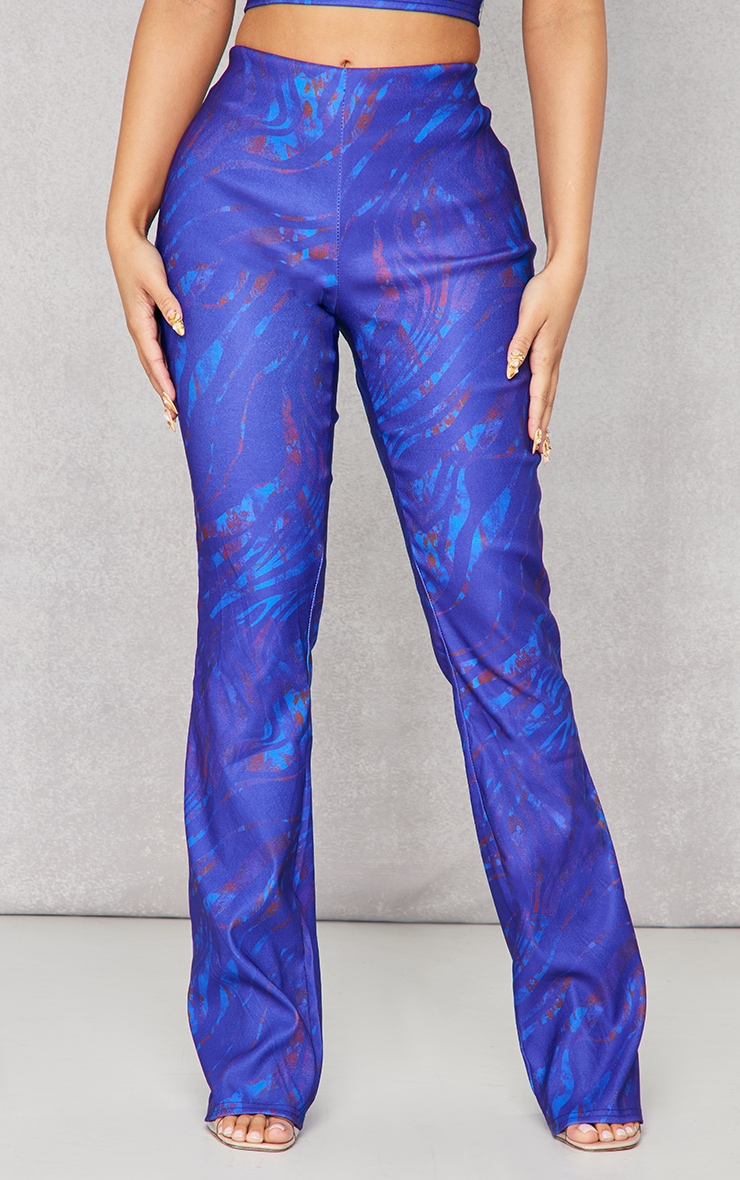 Petite Abstract Print Low Rise Flare Pant image 2