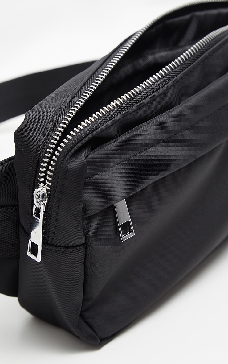 Black Nylon Rectangle Front Zip Bum Bag PrettyLittleThing USA
