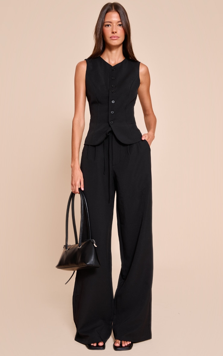 Gilet tailleur tissé noir image 3