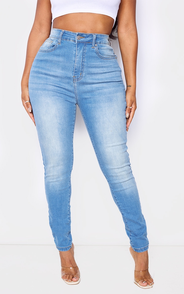 Shape Light Blue Wash Bum Distressed Skinny Jeans
