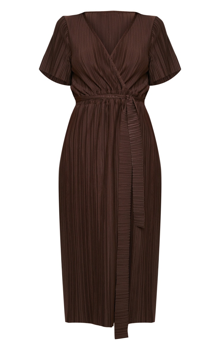 Chocolate Pleated Midi Dress image 3