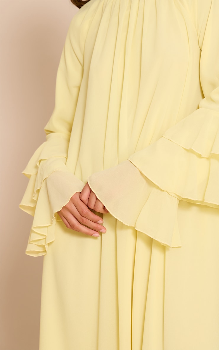 Lemon Chiffon Frill Sleeve Detail Maxi Dress image 4