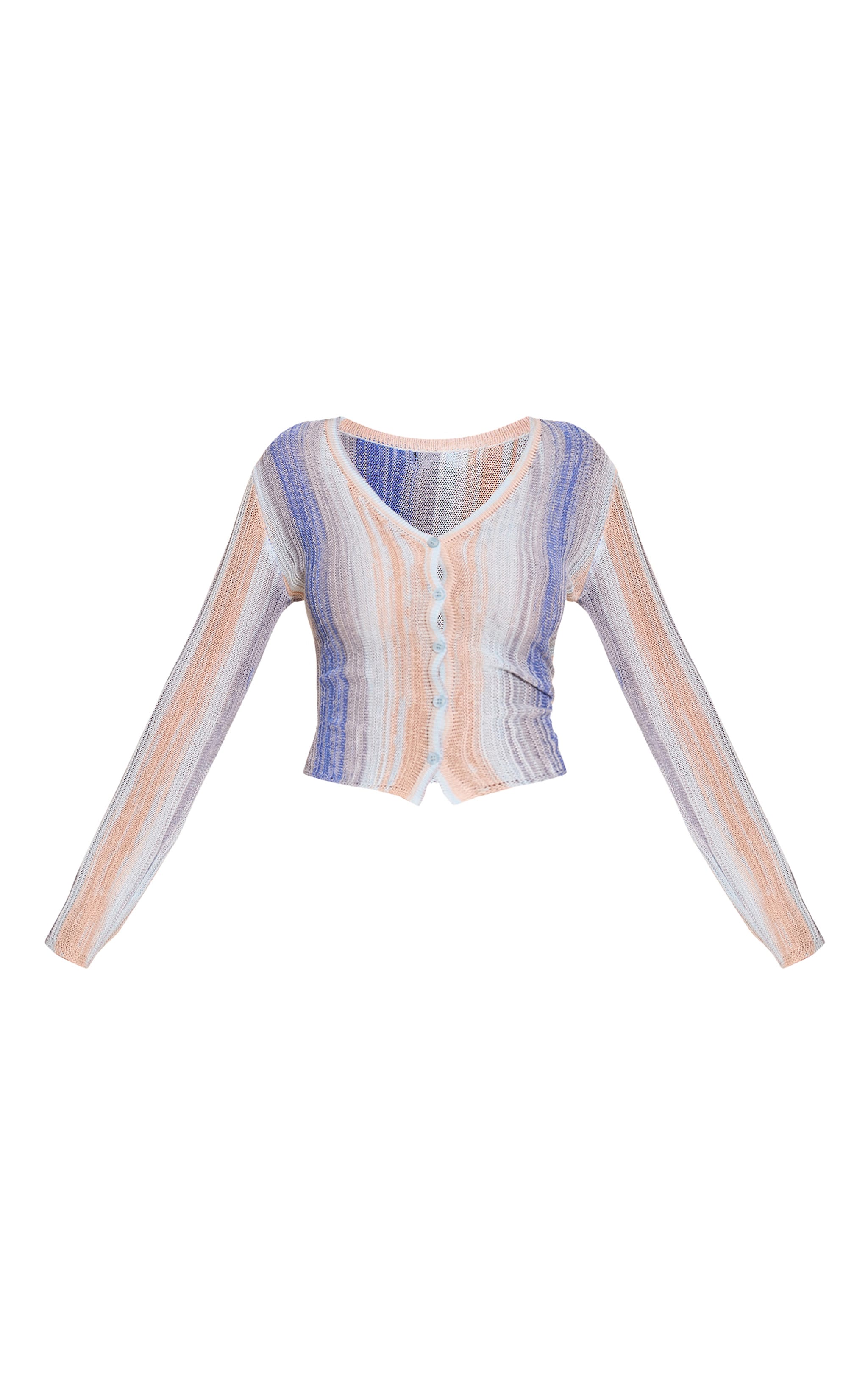 Petite Blue Stripe Knit Cardigan image 5