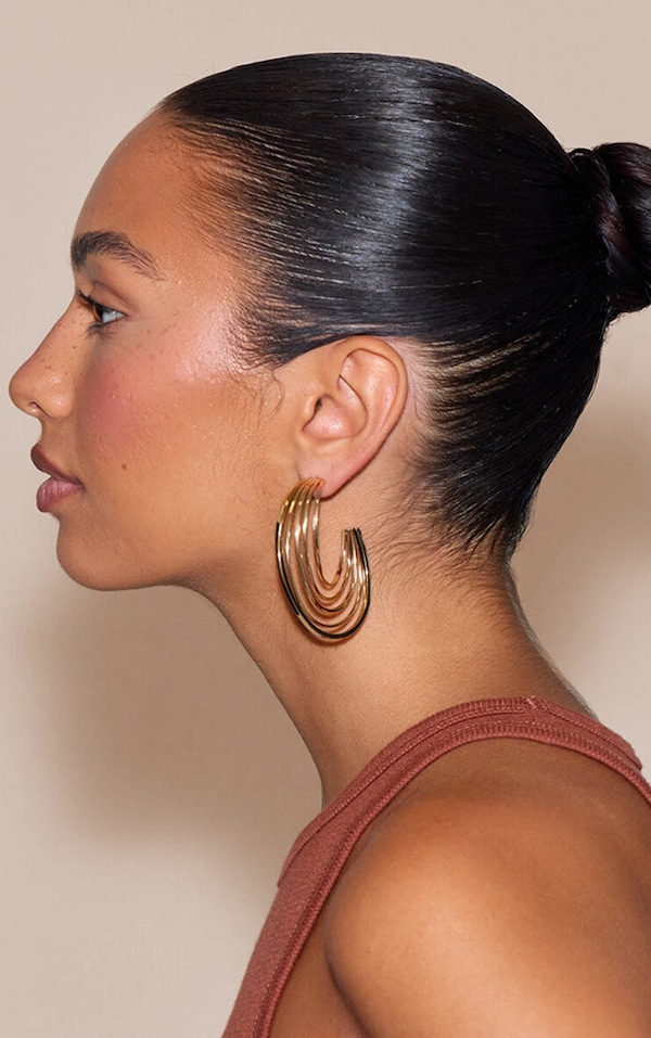 Gold Layered Twist Hoop Earrings