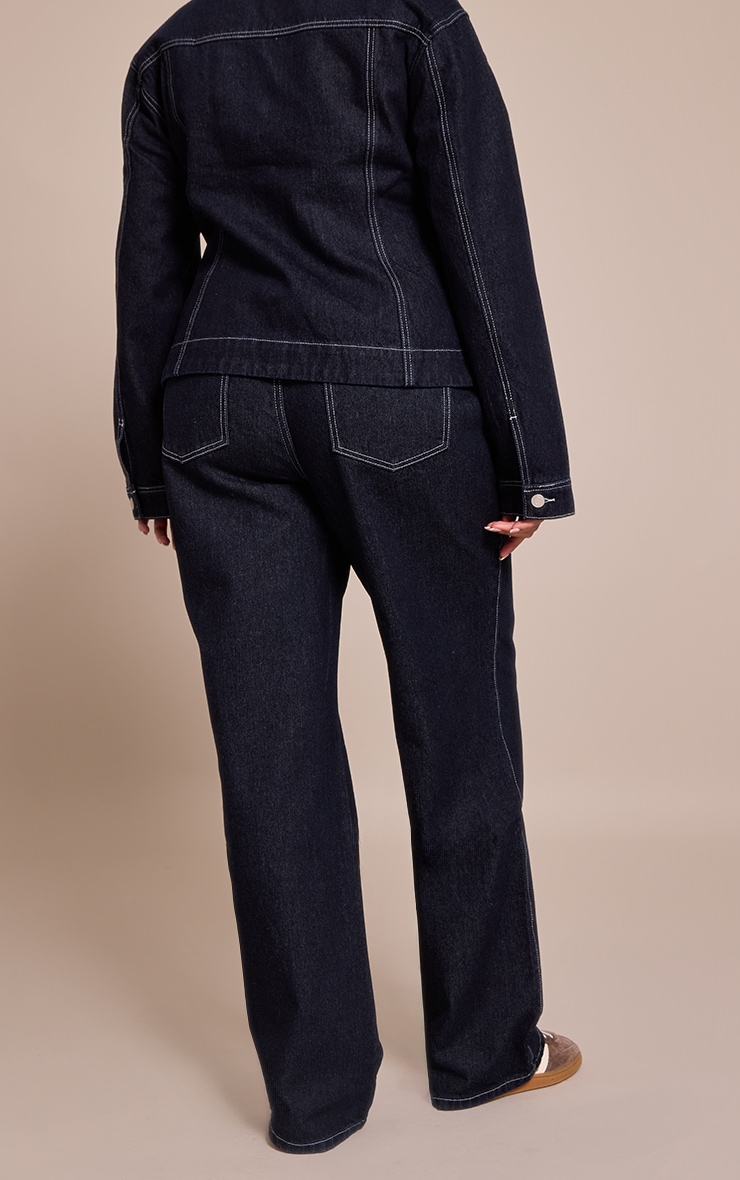 Plus Raw Indigo High Waisted Denim Straight Leg Jeans image 3