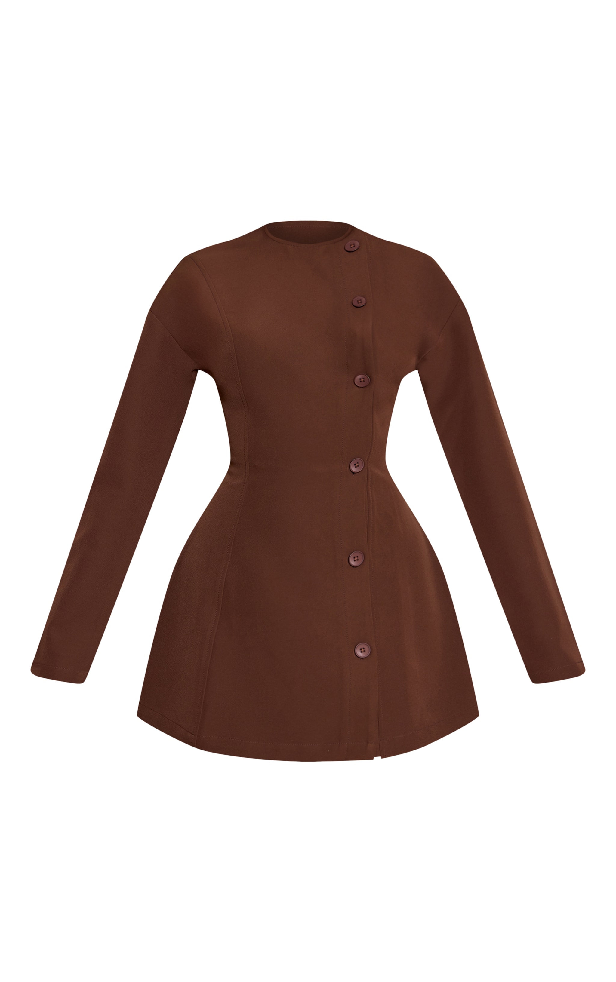 Chocolate Button Down Shift Blazer Dress image 5