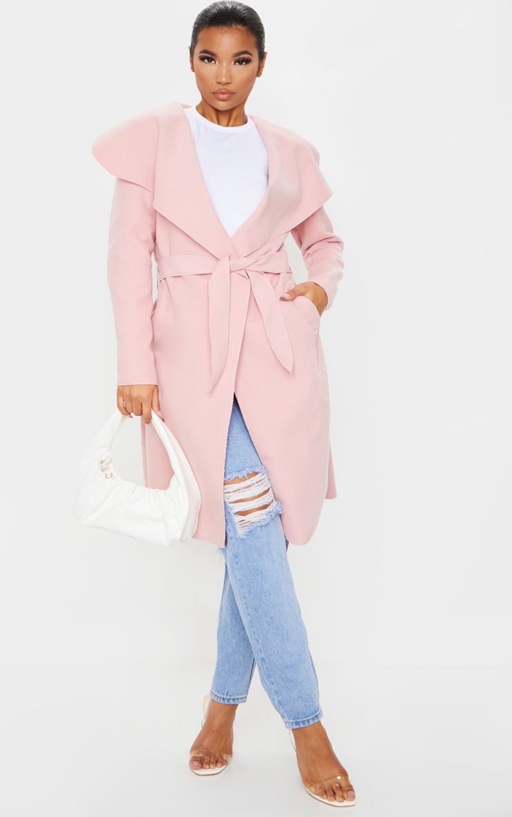 Veronica Dusty Pink Oversized Waterfall Belt Coat