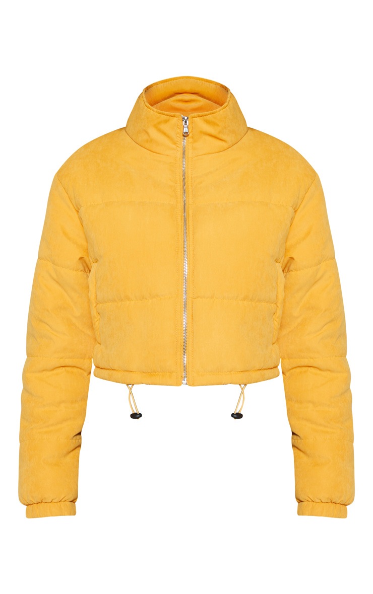 mustard cropped puffer jacket