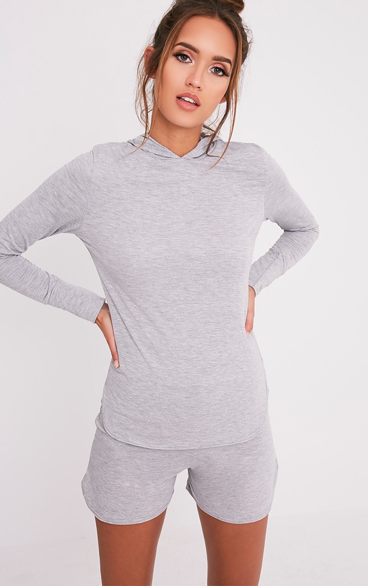Basic Grey Jersey Hoodie Tops PrettyLittleThing USA