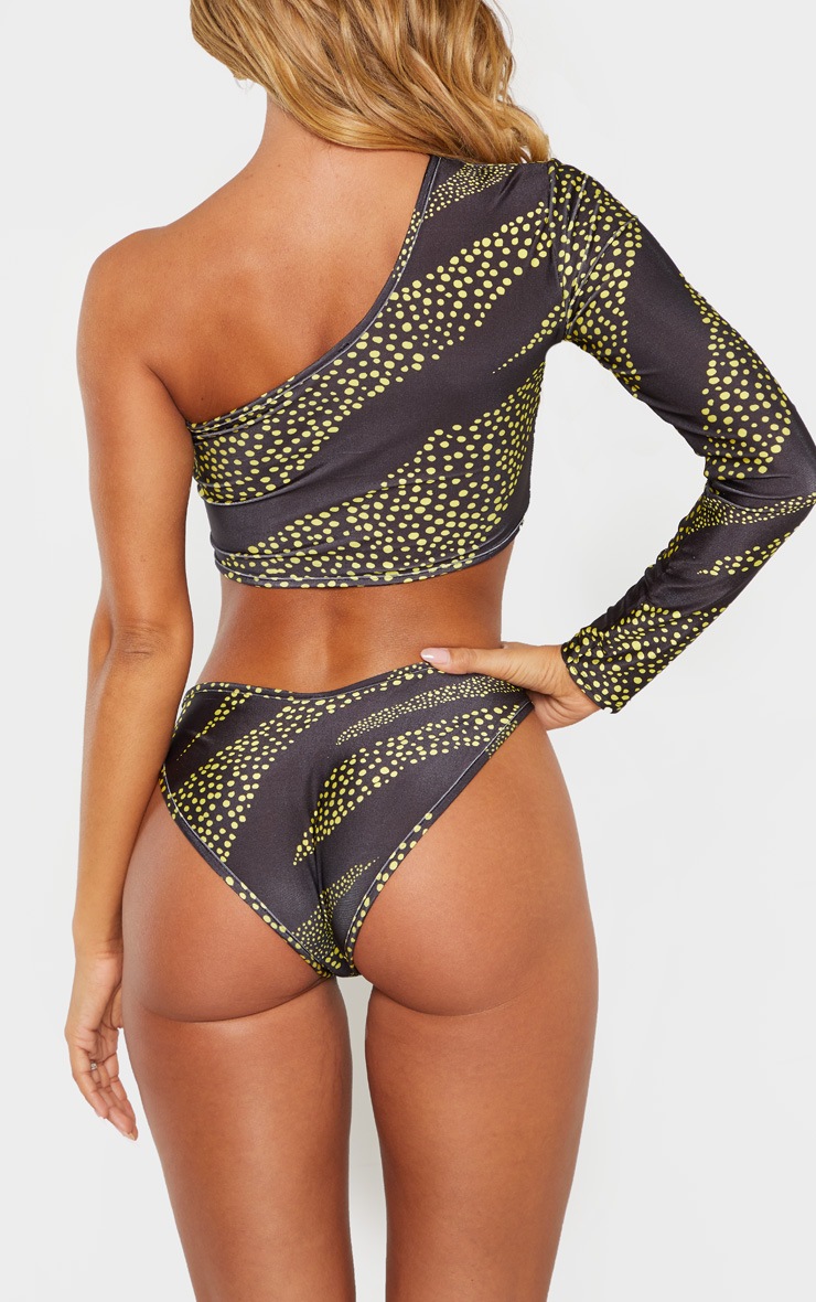 Black Abstract V Front Full Coverage Bikini Bottom PrettyLittleThing