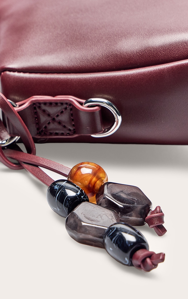 Sac à main en PU bordeaux à empiècements pierres image 4