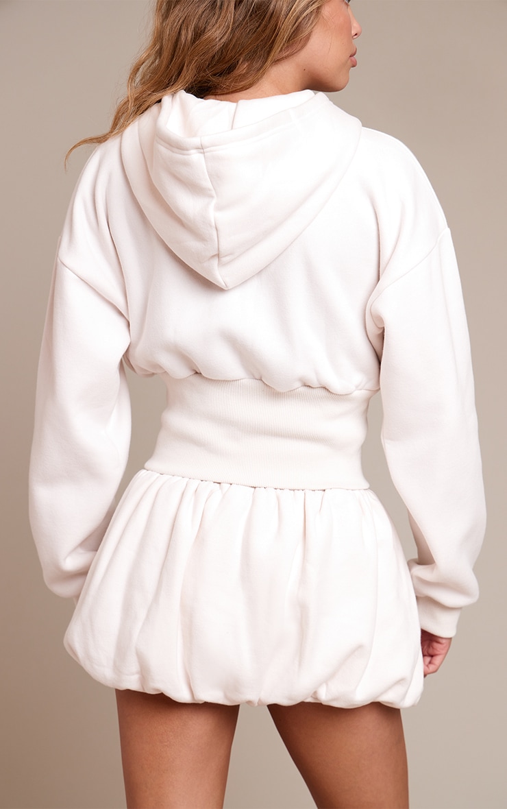 Mini-jupe bouffante en sweat crème à doublure en polaire image 3