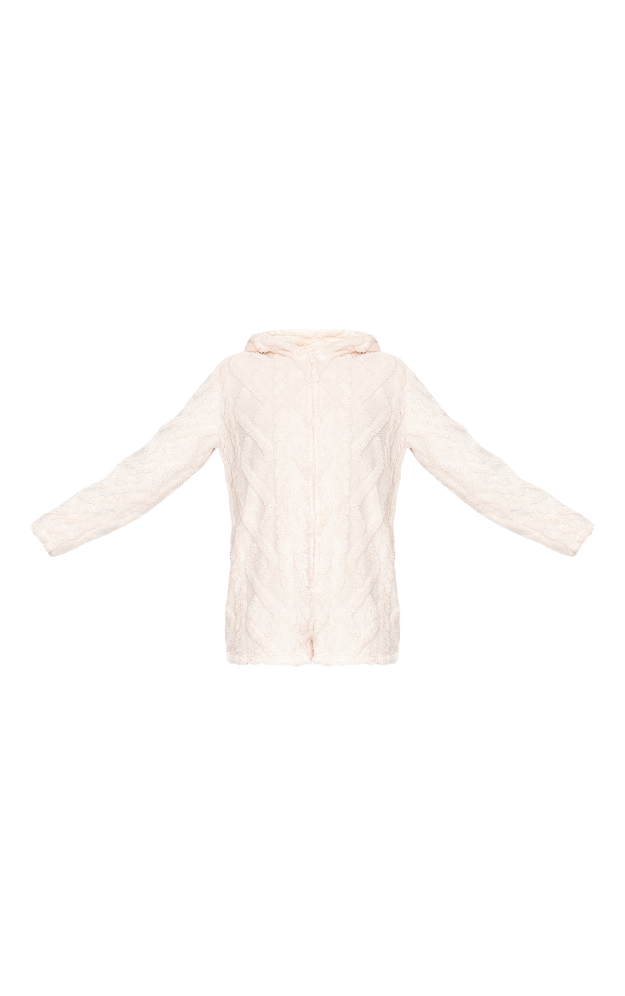 Cream Cable Fleece Hooded Romper image 5