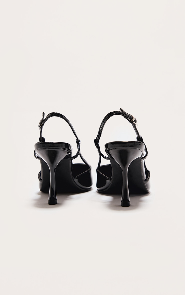 Black Patent Wide Fit Point Toe High Stiletto Court Heels image 3