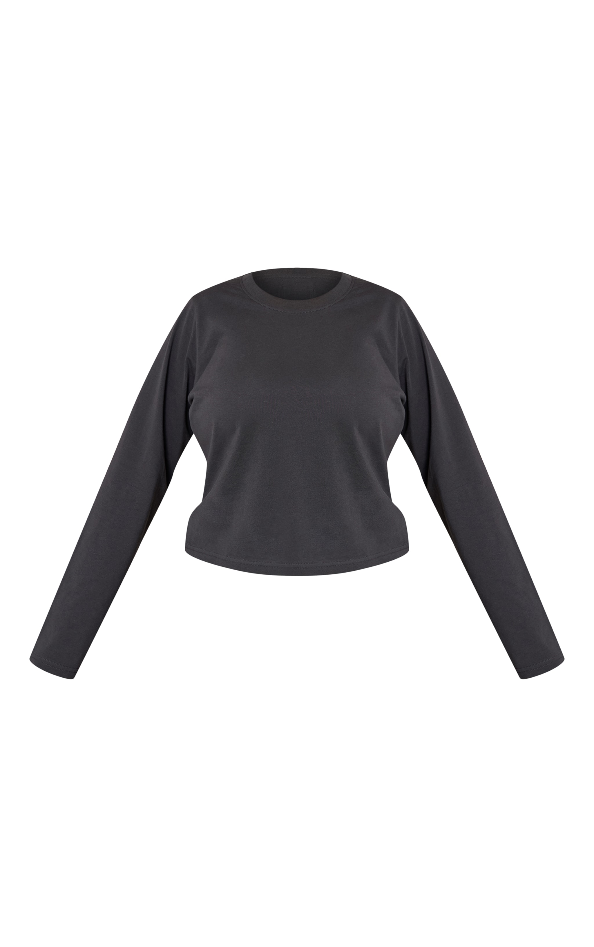 Plus Charcoal Fitted Long Sleeve T Shirt image 5