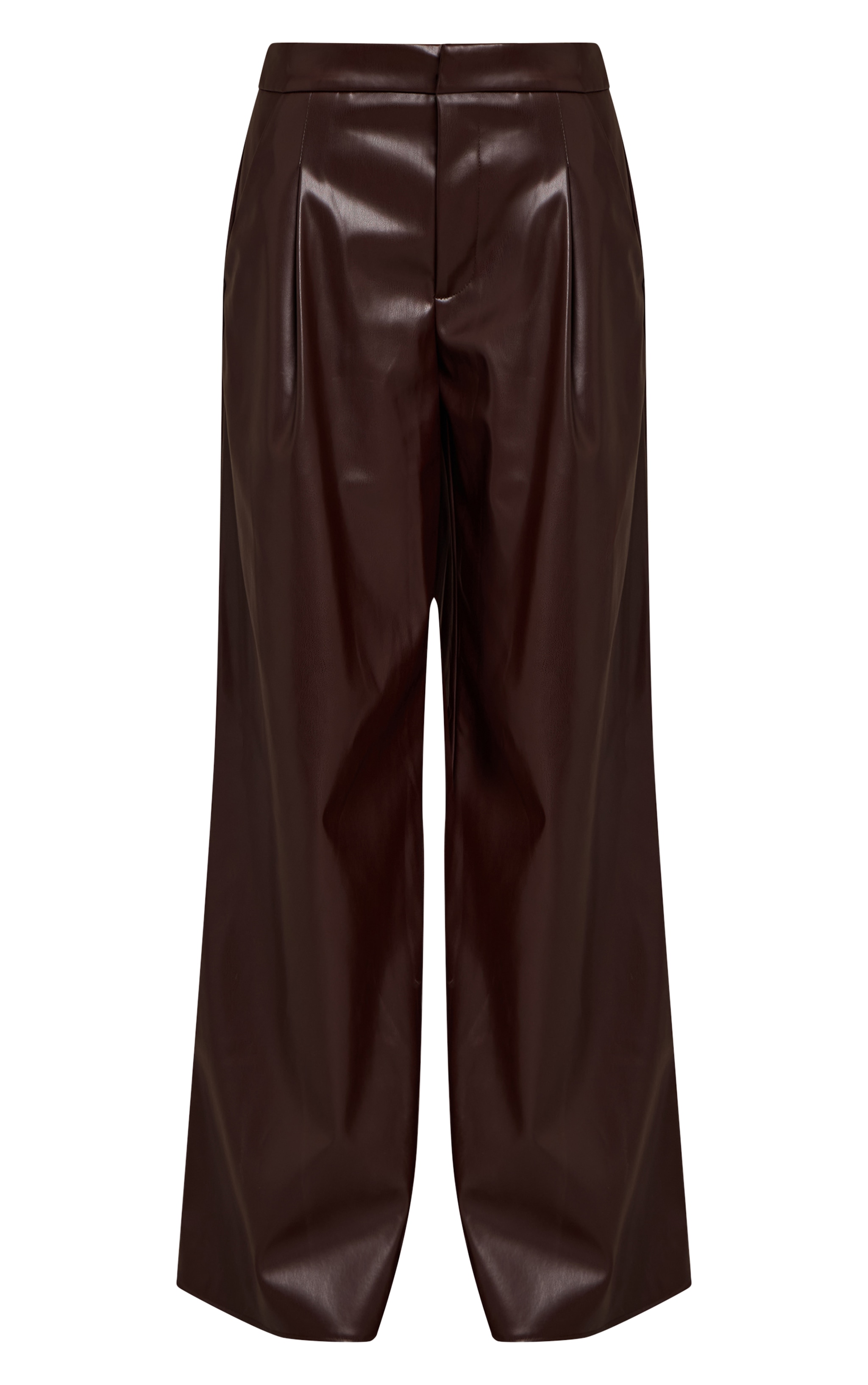 Chocolate Pleated Faux Leather Pants image 5