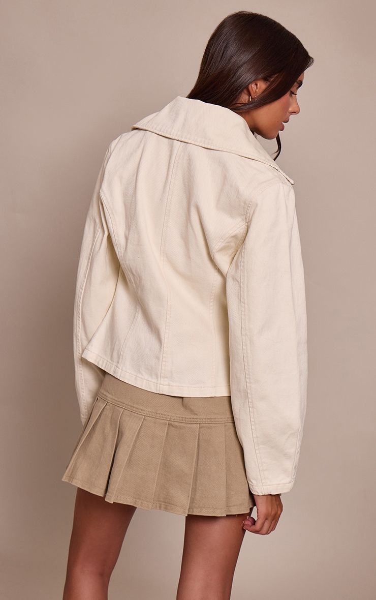 Ecru Sailor Collar Double Ended Zip Cinch Jacket image 2