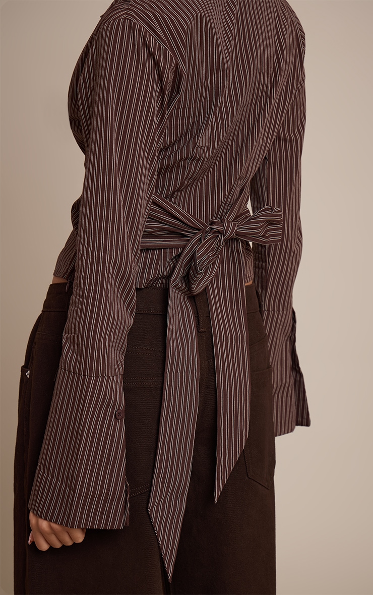 Chocolate Cinched Tie Waist Shirt image 4