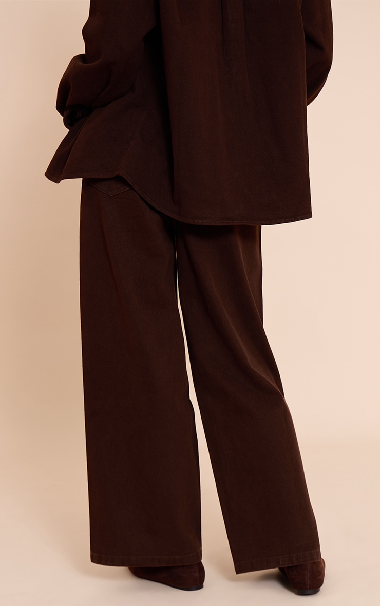 Jean large marron chocolat à taille mi-haute image 3