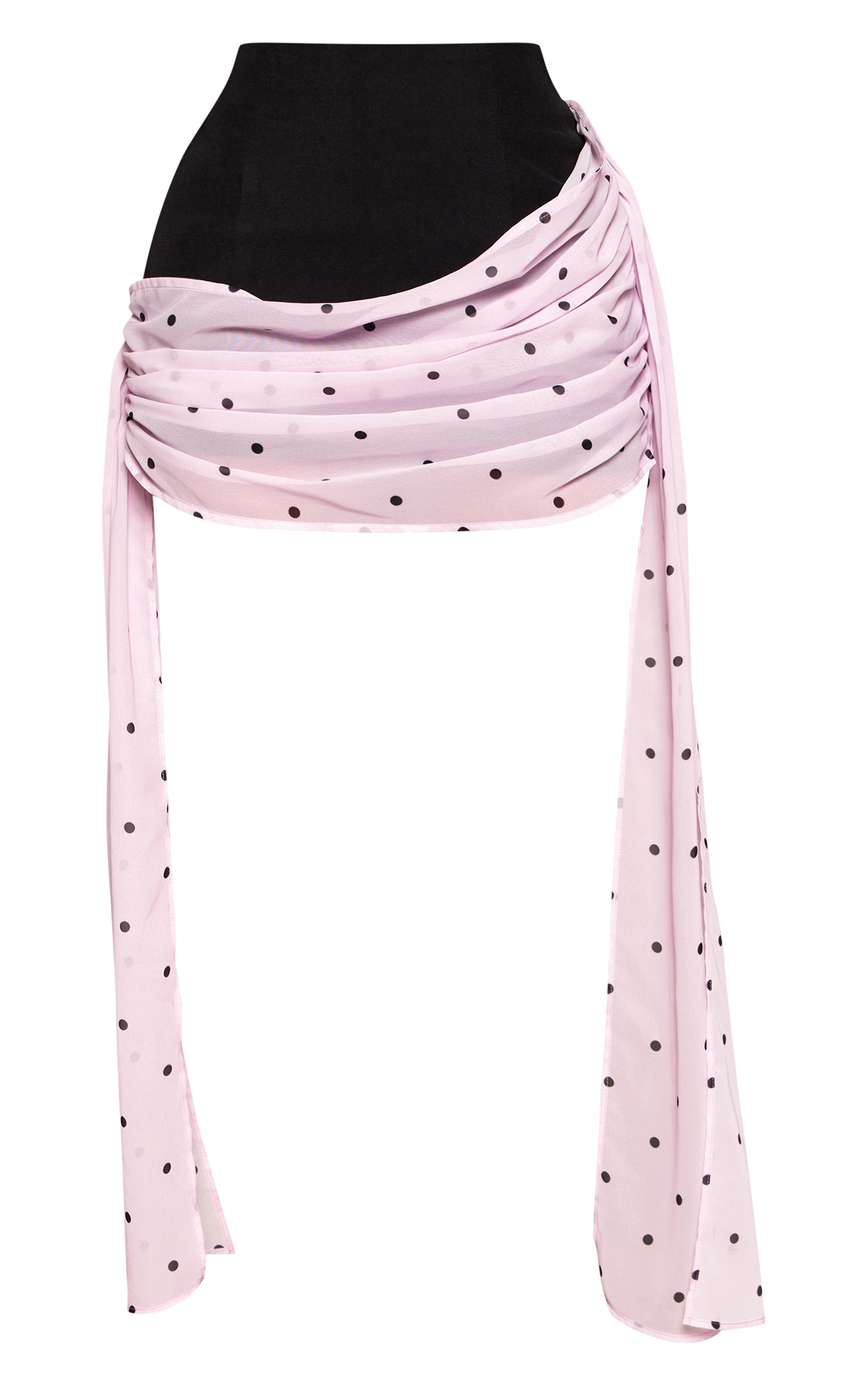 Petite Pink Polka Dot Chiffon Tie Side Mini Skirt  image 6
