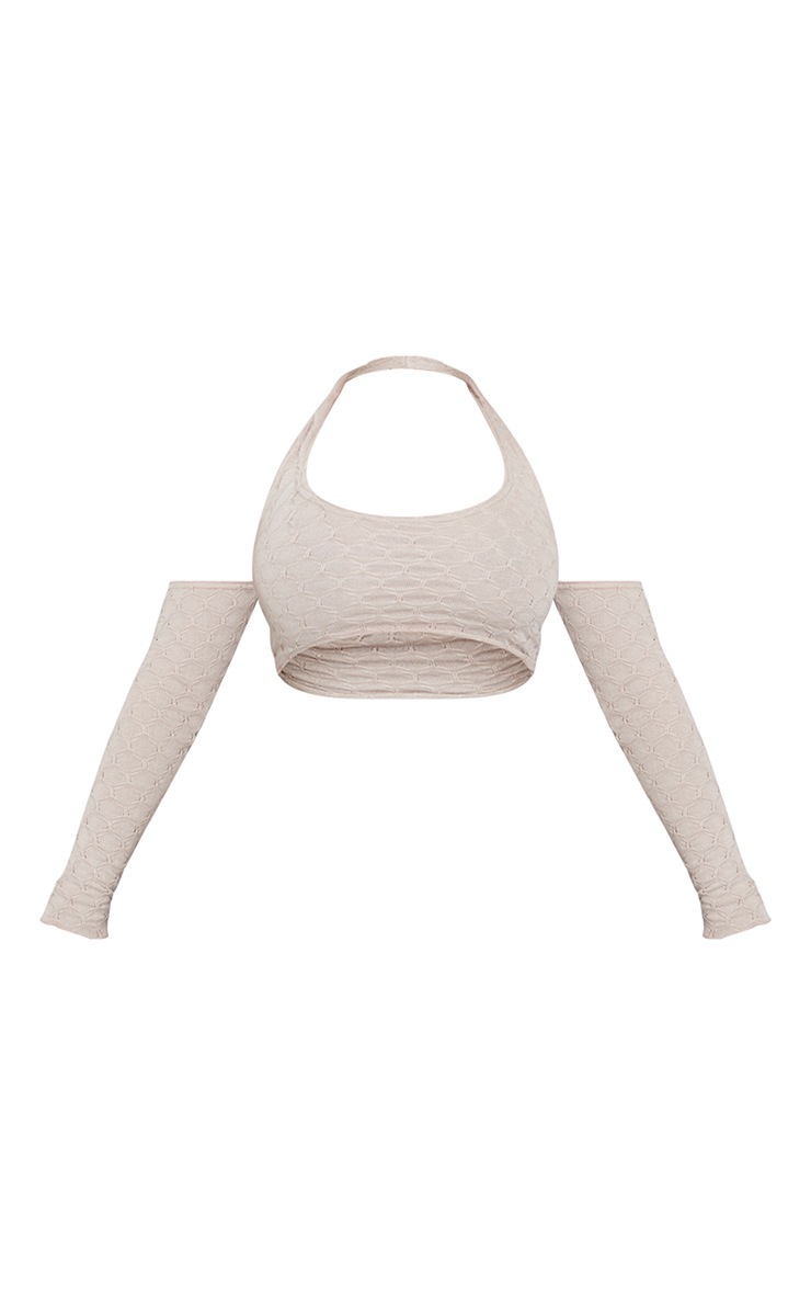 Shape Stone Textured Cut Out Bardot Crop Top image 5