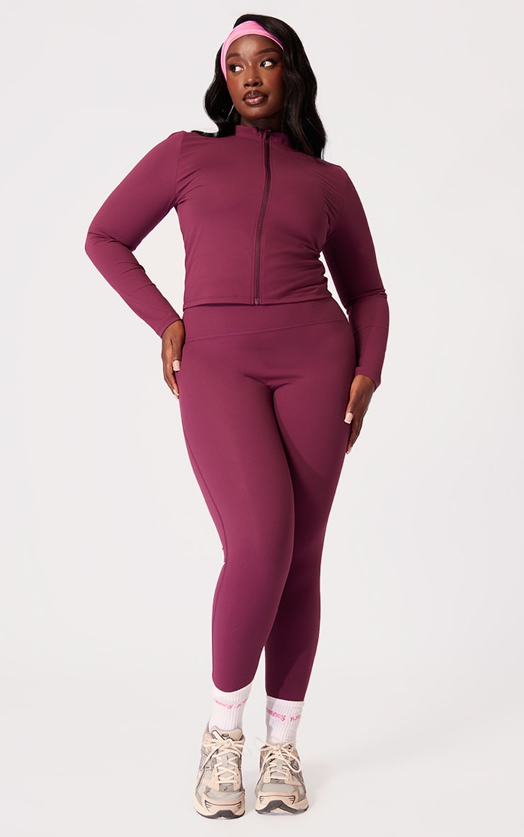 Plus Burgundy Sculpt High Waist Gym Leggings image 1