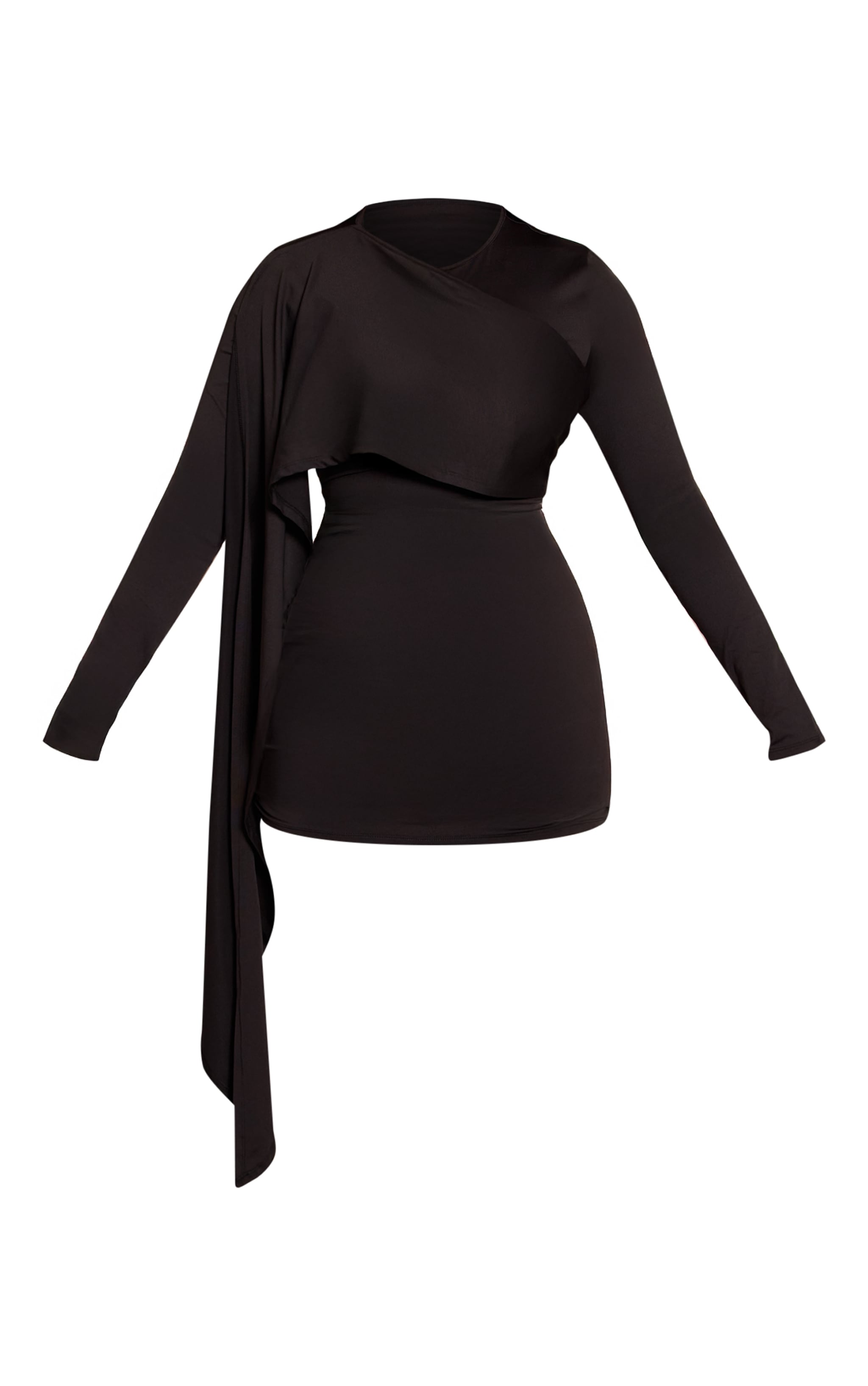 Shape Black Sculpt Wrap Cape Detail Mini Dress  image 5
