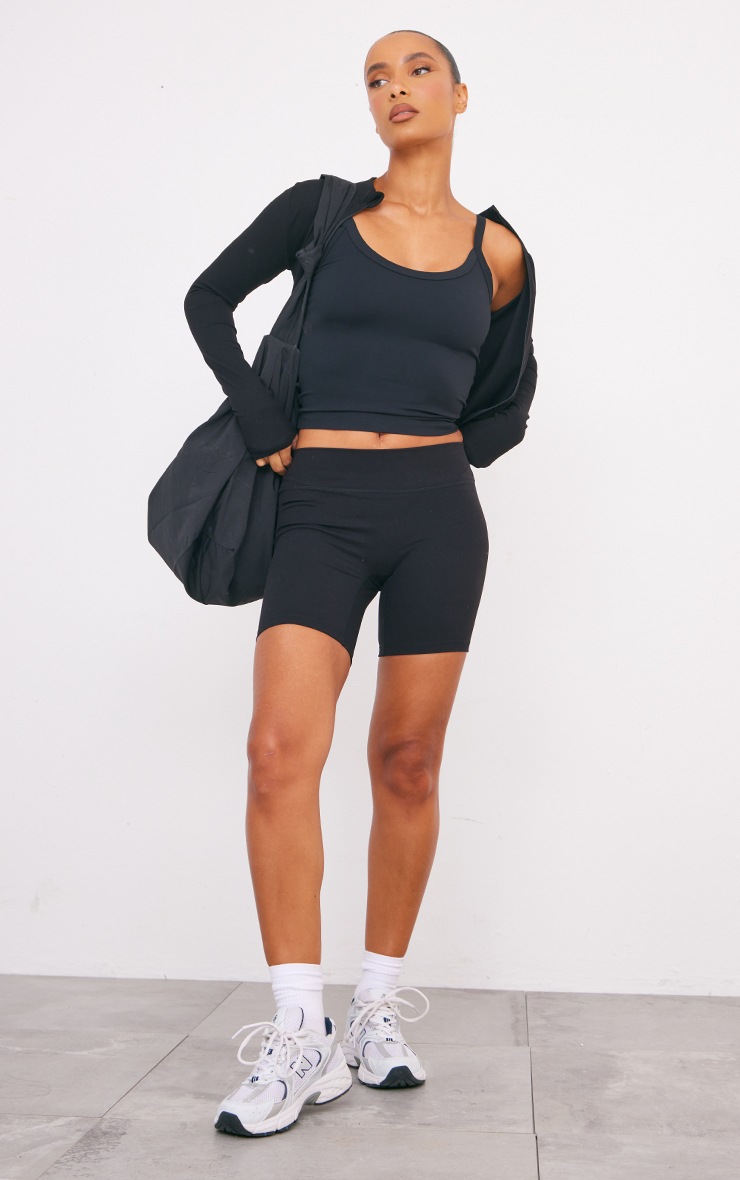 Black Ultimate Sculpt Strappy Gym Vest | Activewear | PrettyLittleThing USA