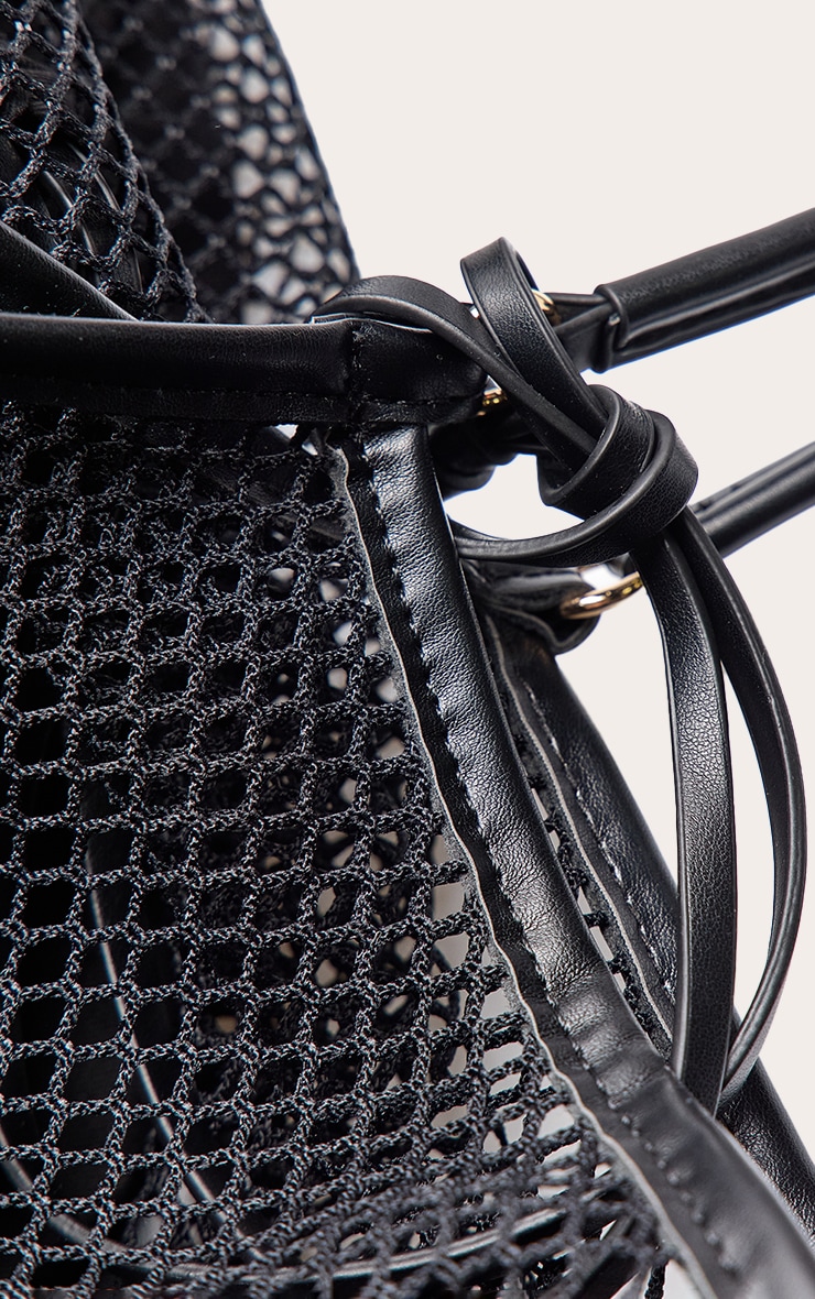 Black Fishnet Shoulder Bag with Inner Pouch image 5