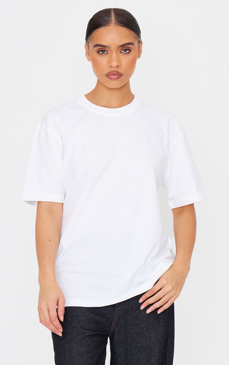 White Asymmetric Oversize T-shirt 18043 main image 0