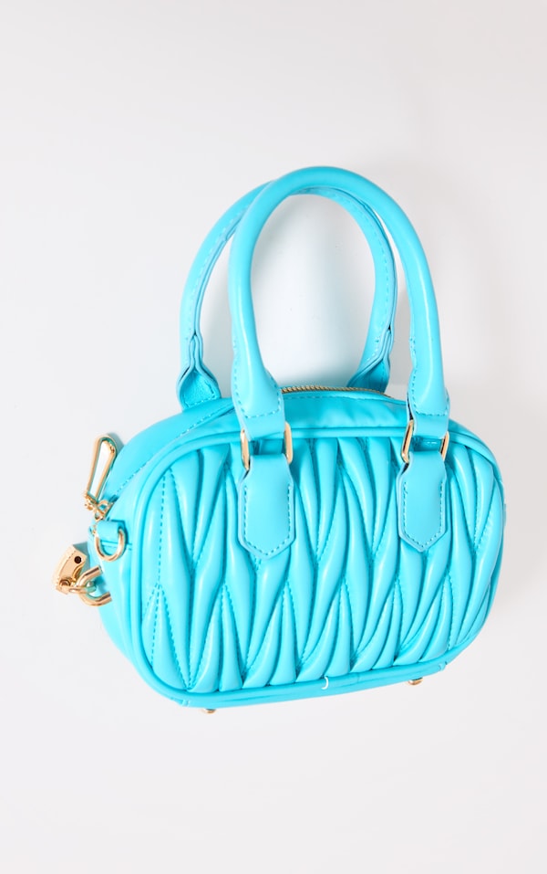 Aqua Quilted Rounded Cross Body Bag PrettyLittleThing
