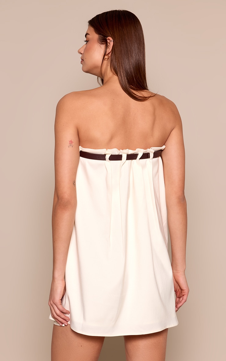 Cream Bandeau Belt Detail Shift Dress image 2
