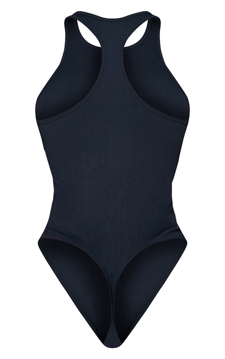 Petite Black Contour Rib Racer Bodysuit image 6