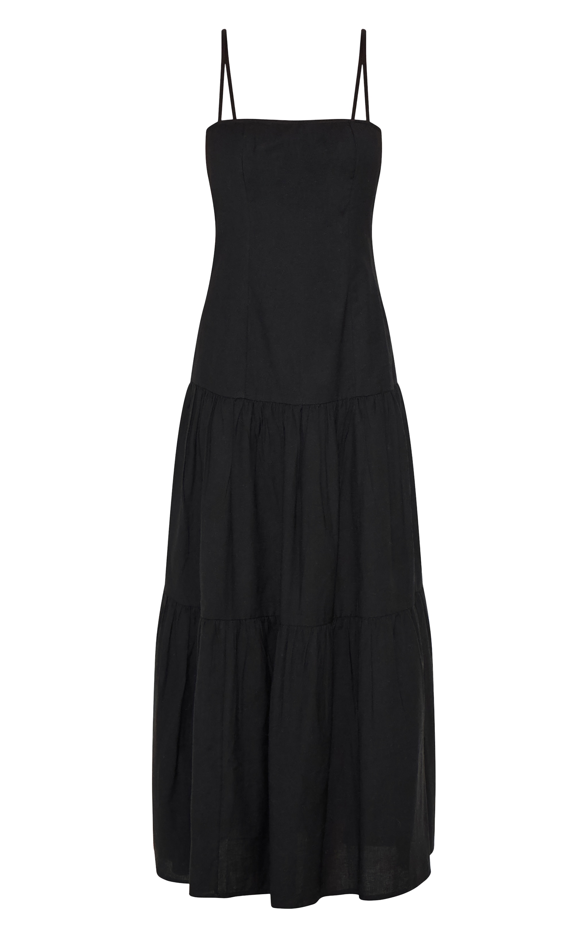 Black Corset Dropped Waist Maxi Dress image 5