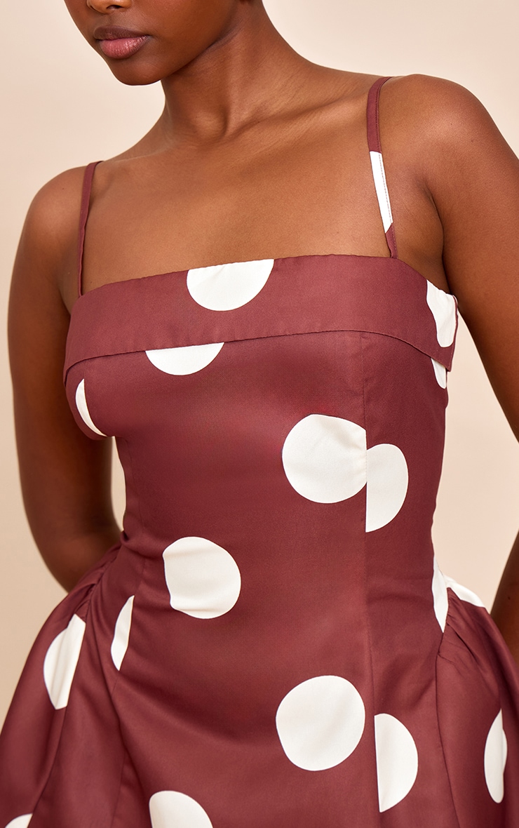Brown Polka Dot Structured Shift Dress image 4