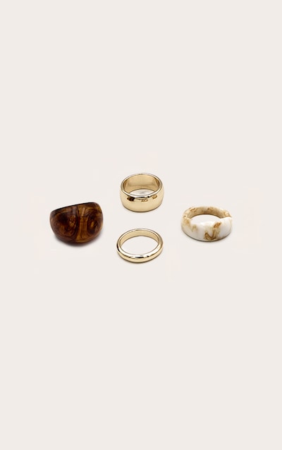 Gold Chunky Resin Multi-pack Rings