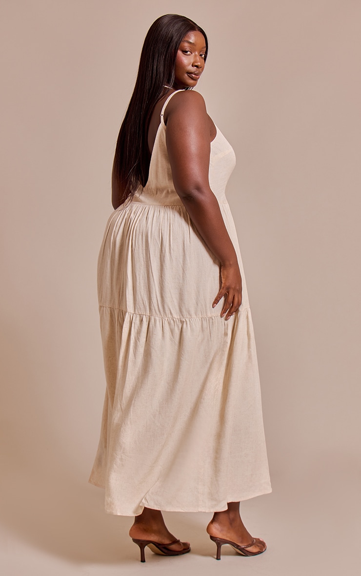 Plus Natural Strappy Ruched Maxi Dress image 2