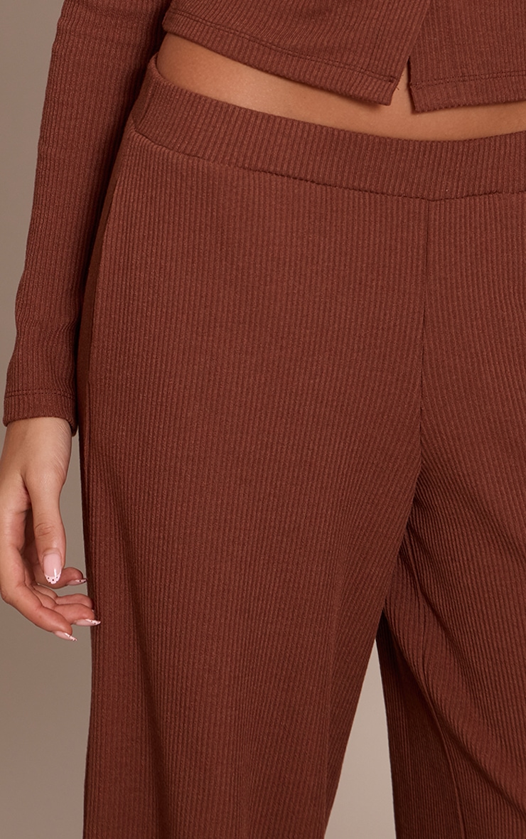 Chocolate Rib Drawstring Low Rise Straight Leg Pants image 4