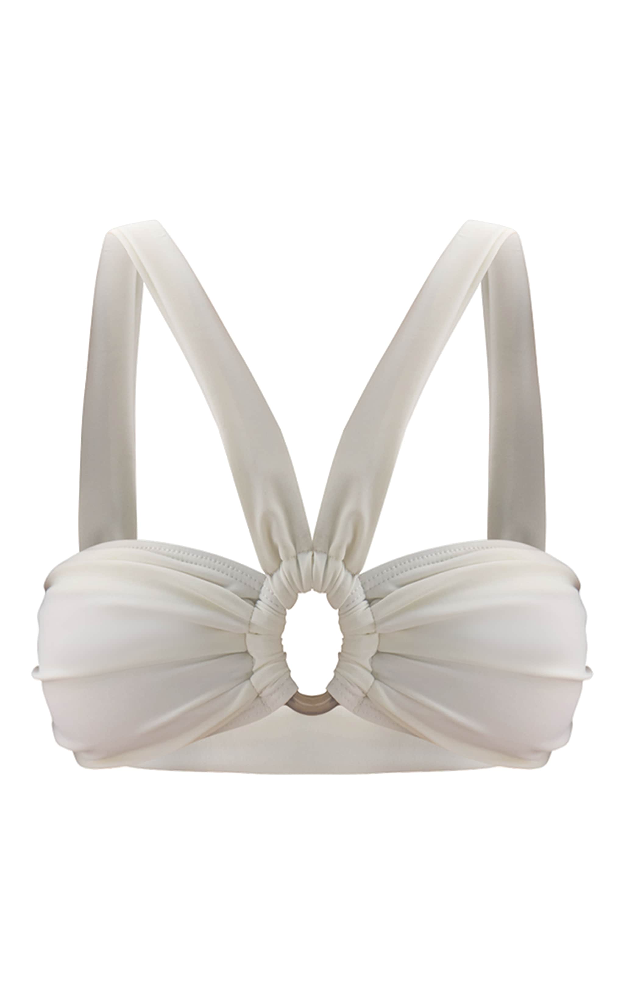Cream O Ring Ruched Bikini Top image 5