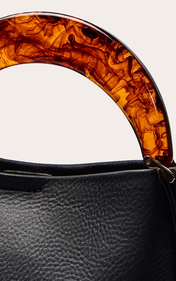 Chocolate Resin Handle Bucket Bag image 5