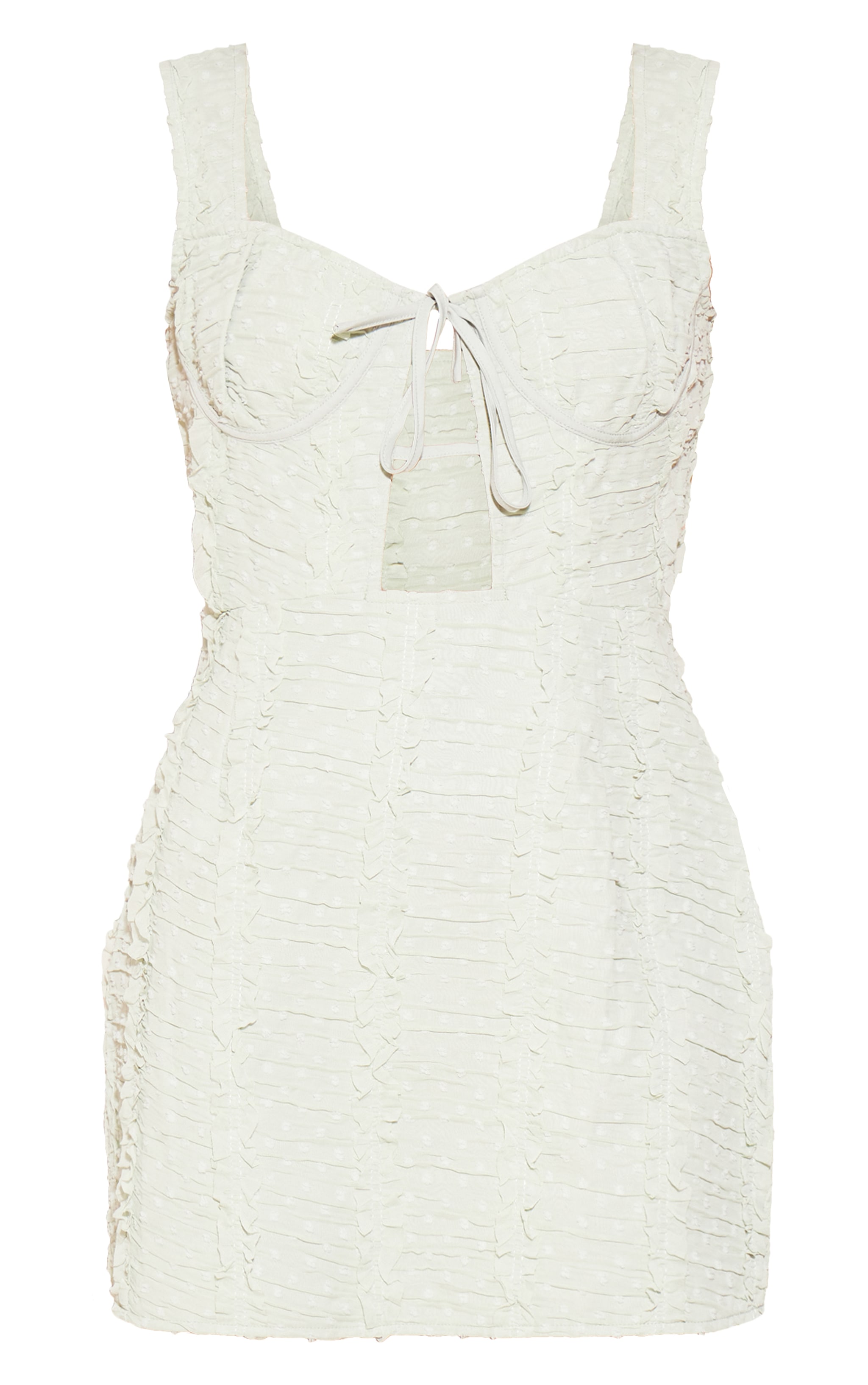 Sage Green Dobby Textured Cut Out Bodycon Dress image 5